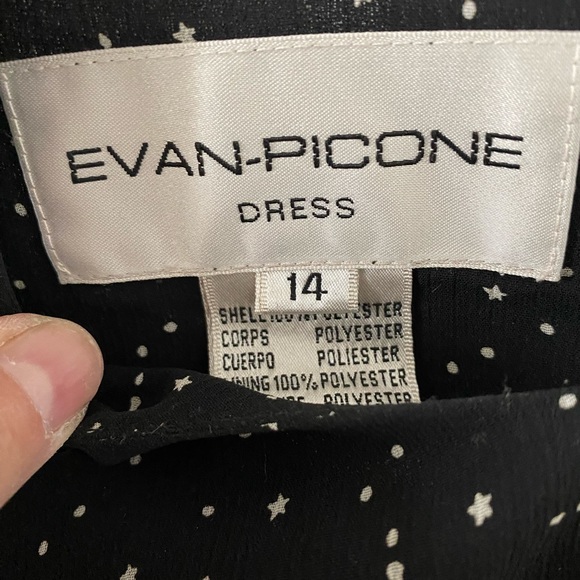 EVAN PICONE Sleeveless dress black w/ white stars EUC Size 14. Wedding wearable - Picture 2 of 8